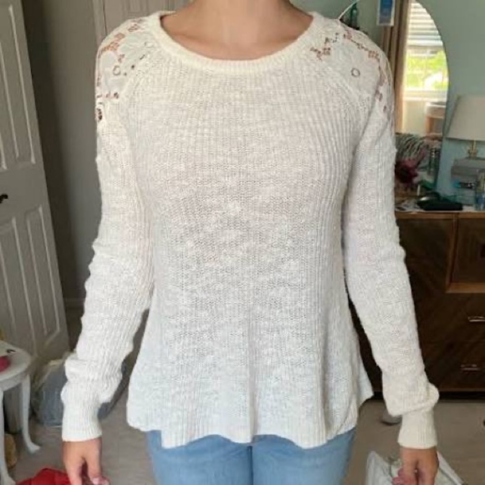 Hollister Lace Shoulder Sweater, Size XS